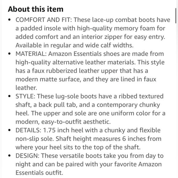 Amazon Essentials Women's Rubberized Combat Boot with
Chunky Outsole Size 11 - Picture 7 of 8
